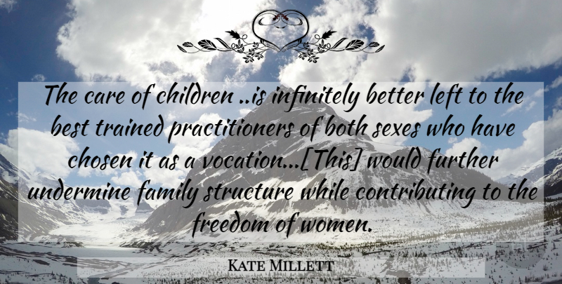 Kate Millett Quote About Sex, Children, Feminist: The Care Of Children Is...