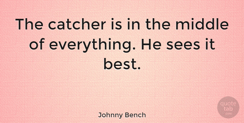 Johnny Bench Quote About Catchers, Middle: The Catcher Is In The...
