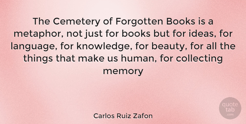 Carlos Ruiz Zafon Quote About Memories, Book, Ideas: The Cemetery Of Forgotten Books...