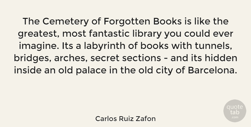 Carlos Ruiz Zafon Quote About Book, Bridges, Cities: The Cemetery Of Forgotten Books...