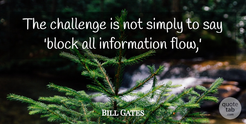 Bill Gates Quote About Challenge, Information, Simply: The Challenge Is Not Simply...