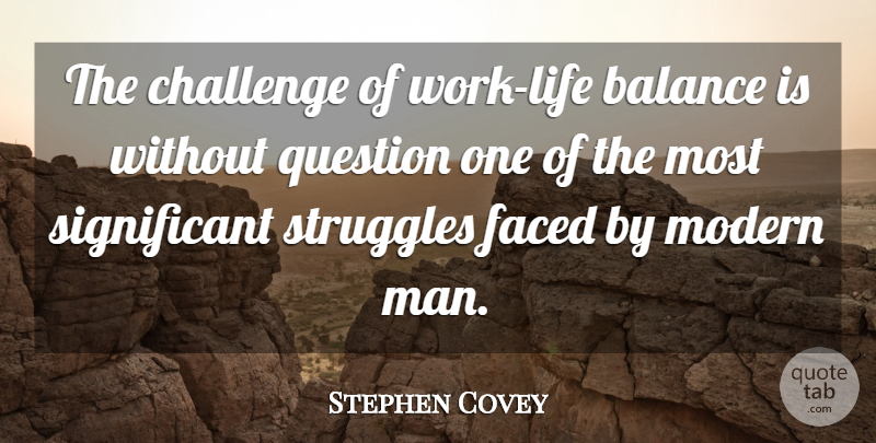 Stephen Covey Quote About Struggle, Men, Challenges: The Challenge Of Work Life...