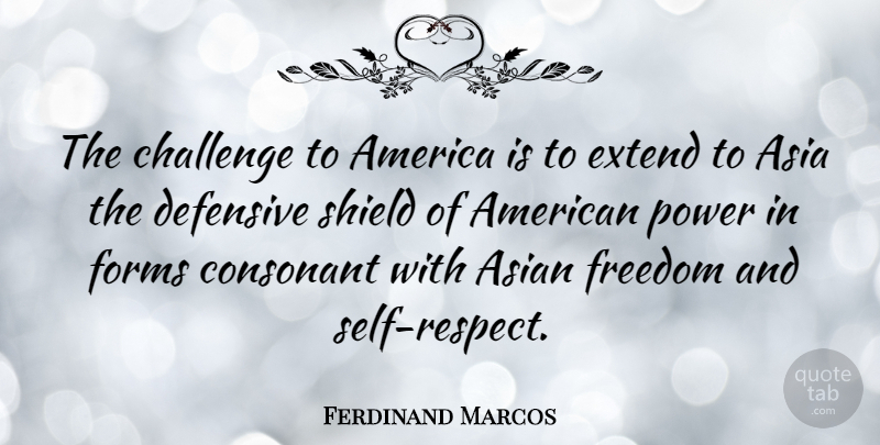 Ferdinand Marcos Quote About Self, America, Challenges: The Challenge To America Is...