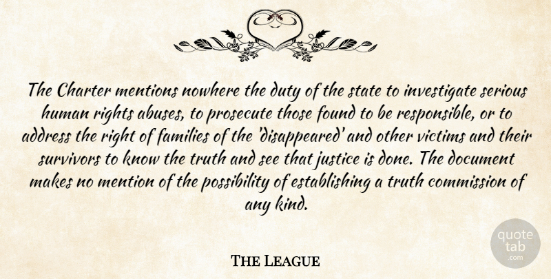 The League Quote About Address, Charter, Commission, Document, Duty: The Charter Mentions Nowhere The...
