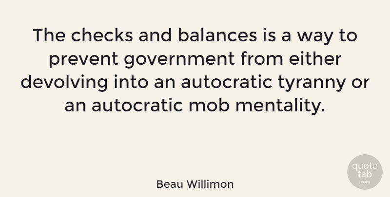 Beau Willimon Quote About Government, Balance, Way: The Checks And Balances Is...
