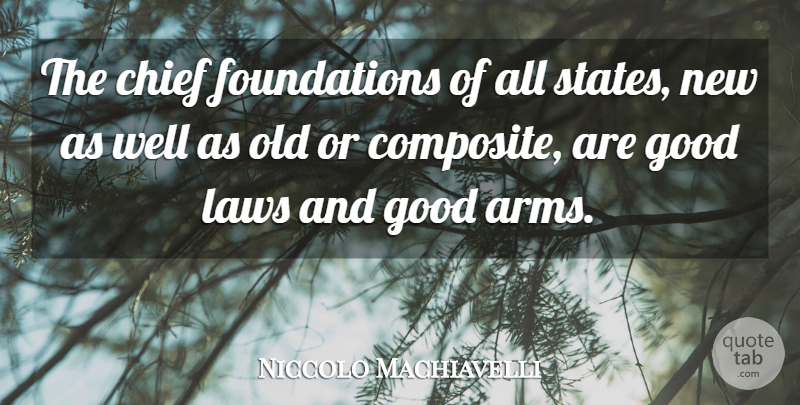 Niccolo Machiavelli Quote About Government, Law, Arms: The Chief Foundations Of All...
