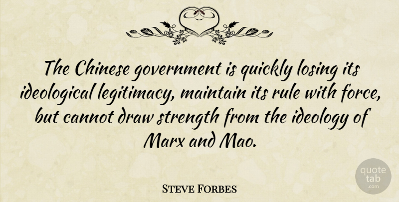 Steve Forbes Quote About Government, Chinese, Losing: The Chinese Government Is Quickly...