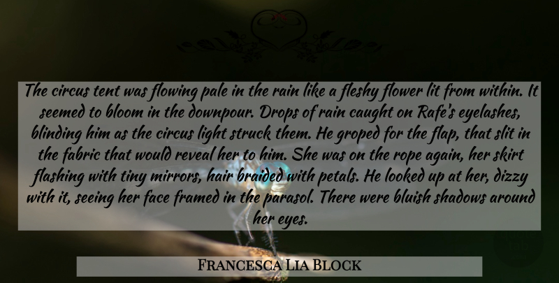 Francesca Lia Block Quote About Flower, Rain, Eye: The Circus Tent Was Flowing...