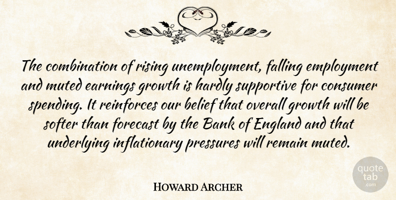 Howard Archer Quote About Bank, Belief, Consumer, Earnings, Employment: The Combination Of Rising Unemployment...