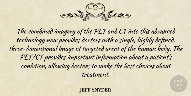 Jeff Snyder Quote About Advanced, Allowing, Areas, Best, Choices: The Combined Imagery Of The...