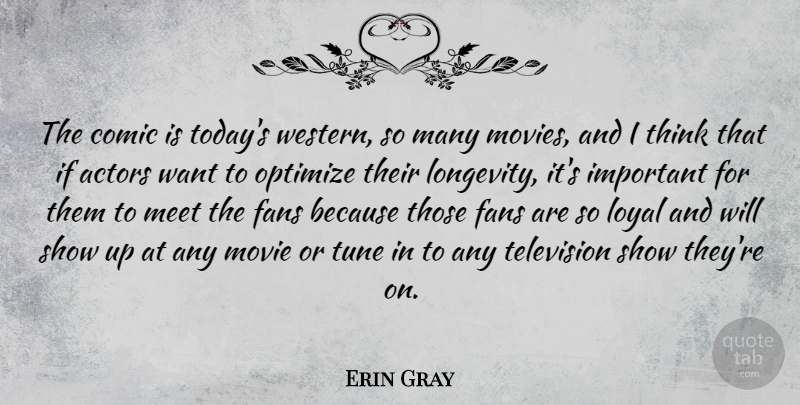 Erin Gray Quote About Thinking, Important, Fans: The Comic Is Todays Western...