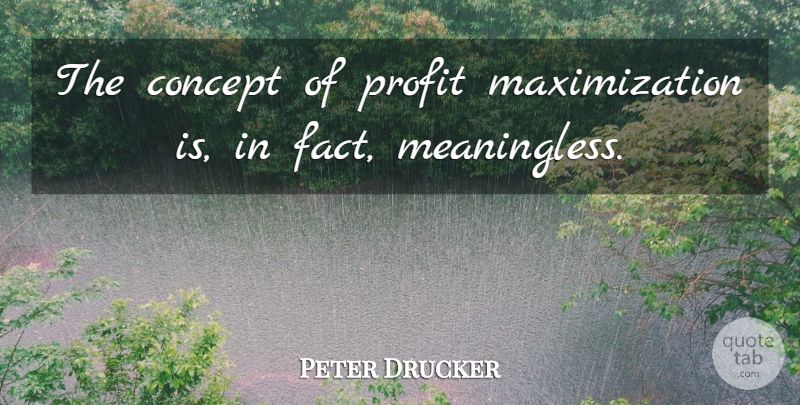 Peter Drucker Quote About Facts, Profit, Concepts: The Concept Of Profit Maximization...