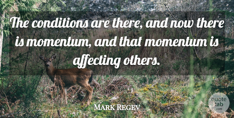 Mark Regev Quote About Affecting, Conditions, Momentum: The Conditions Are There And...