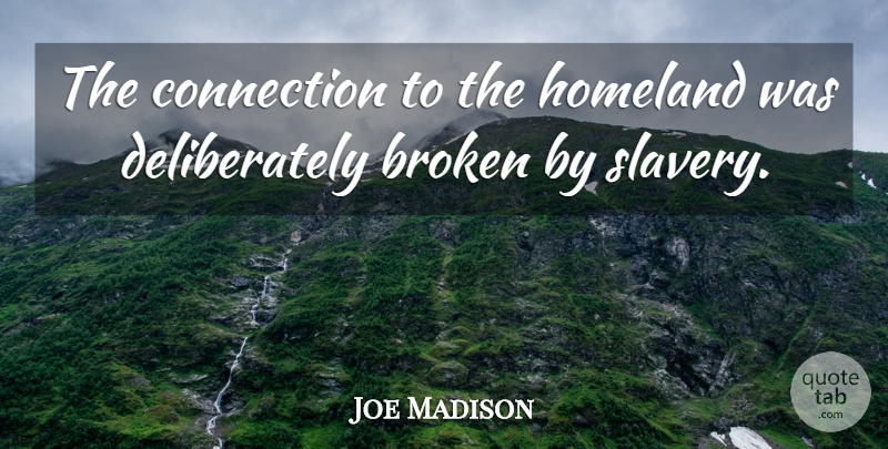 Joe Madison Quote About Broken, Connection, Homeland: The Connection To The Homeland...