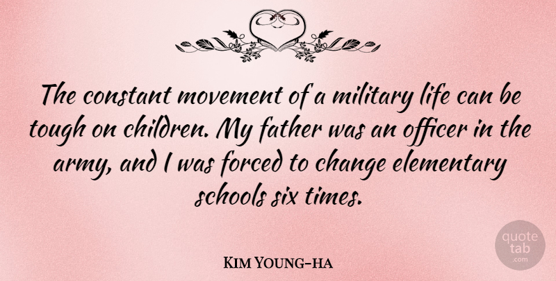 Kim Young-ha Quote About Change, Constant, Elementary, Father, Forced: The Constant Movement Of A...