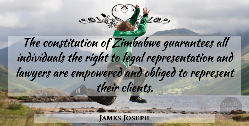 James Joseph Quote About Constitution, Empowered, Guarantees, Lawyers, Legal: The Constitution Of Zimbabwe Guarantees...