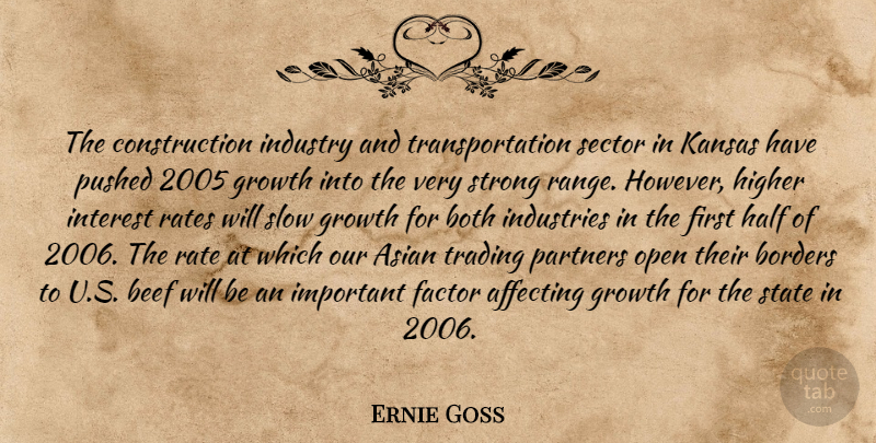 Ernie Goss Quote About Affecting, Asian, Beef, Borders, Both: The Construction Industry And Transportation...
