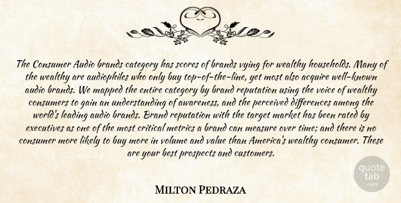 Milton Pedraza Quote About Acquire, Among, Audio, Best, Brands: The Consumer Audio Brands Category...