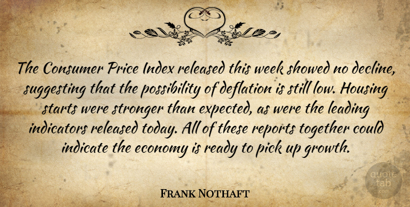 Frank Nothaft Quote About Consumer, Deflation, Economy, Housing, Indicate: The Consumer Price Index Released...