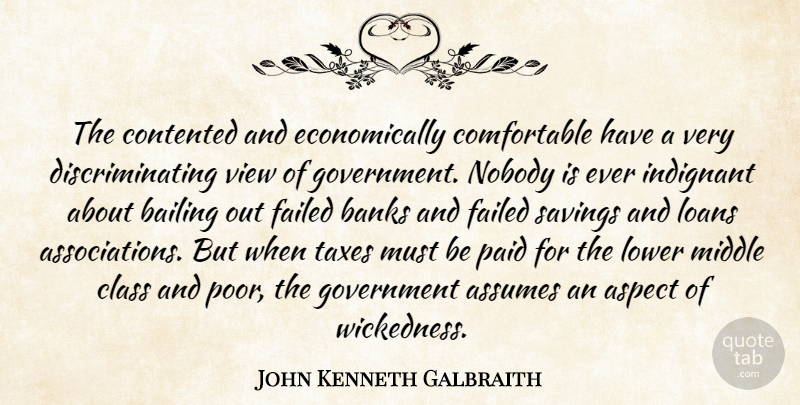 John Kenneth Galbraith Quote About Views, Class, Government: The Contented And Economically Comfortable...