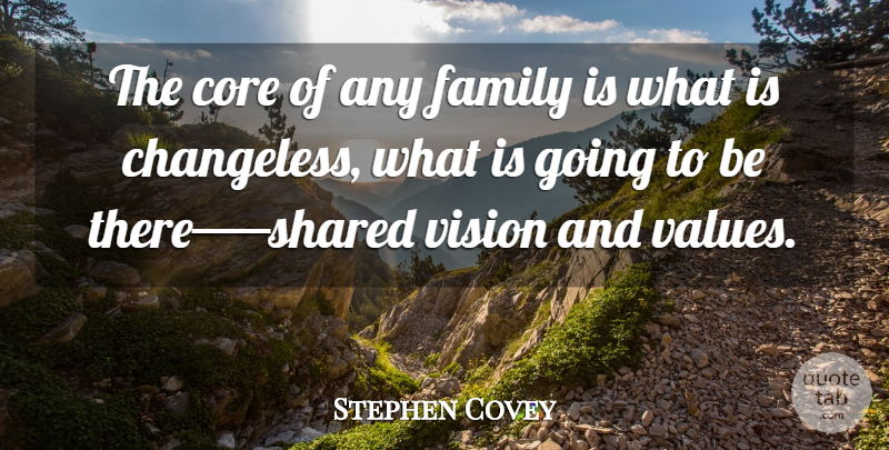 Stephen Covey Quote About Vision, Core Values, Shared Vision: The Core Of Any Family...