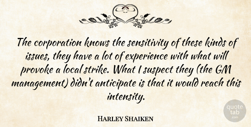 Harley Shaiken Quote About Anticipate, Experience, Gm, Kinds, Knows: The Corporation Knows The Sensitivity...