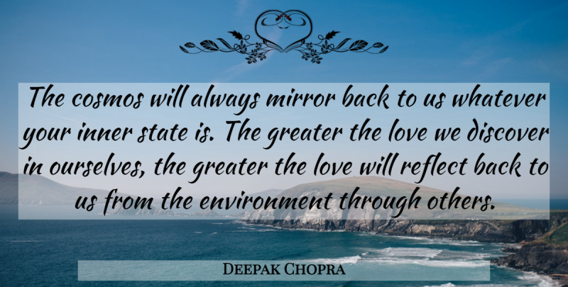 Deepak Chopra Quote About Mirrors, Inner Strength, Cosmos: The Cosmos Will Always Mirror...