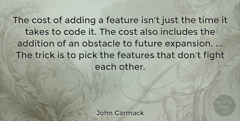 John Carmack Quote About Fighting, Cost, Expansion: The Cost Of Adding A...