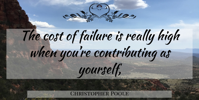 Christopher Poole Quote About Cost, Contributing: The Cost Of Failure Is...