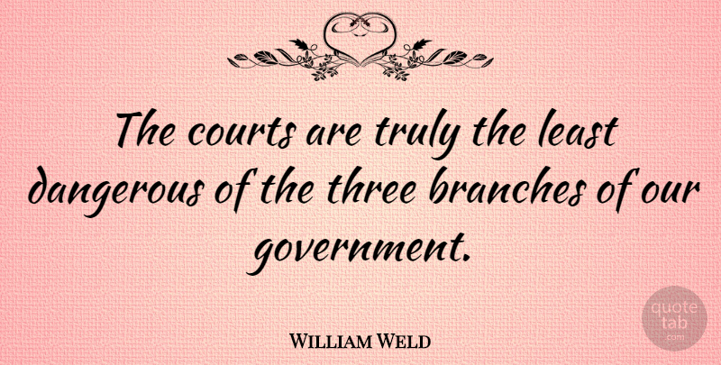 William Weld Quote About Government, Three, Branches: The Courts Are Truly The...