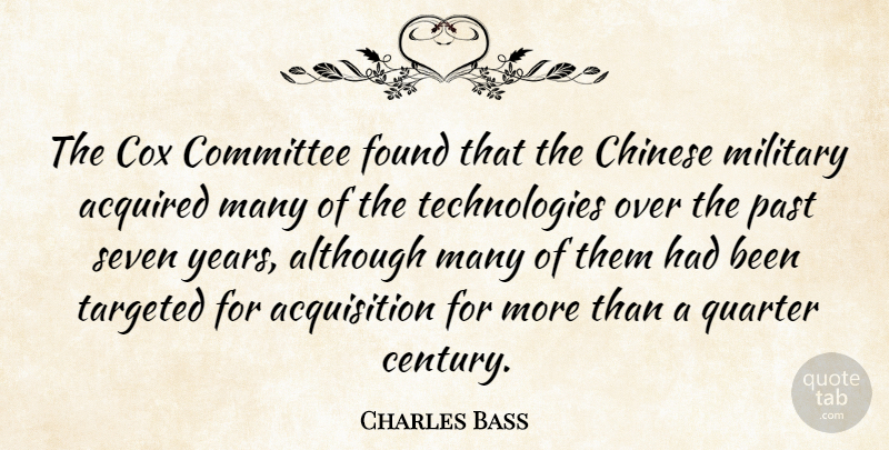 Charles Bass Quote About Military, Past, Technology: The Cox Committee Found That...
