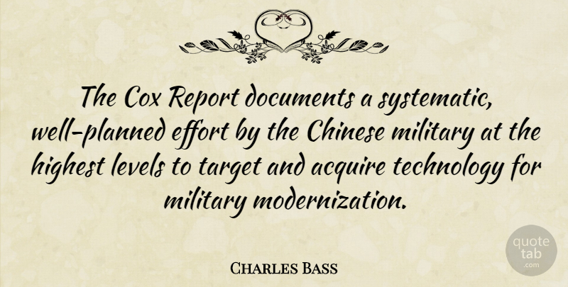 Charles Bass Quote About Military, Technology, Effort: The Cox Report Documents A...