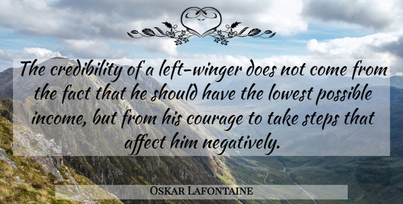 Oskar Lafontaine Quote About Affect, Courage, Fact, Lowest, Possible: The Credibility Of A Left...