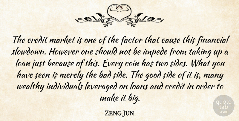 Zeng Jun Quote About Bad, Cause, Coin, Credit, Factor: The Credit Market Is One...