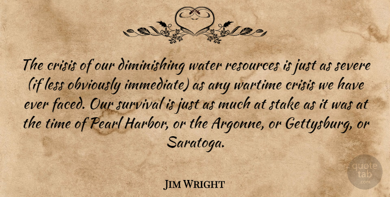 Jim Wright Quote About Water, Survival, Pearls: The Crisis Of Our Diminishing...