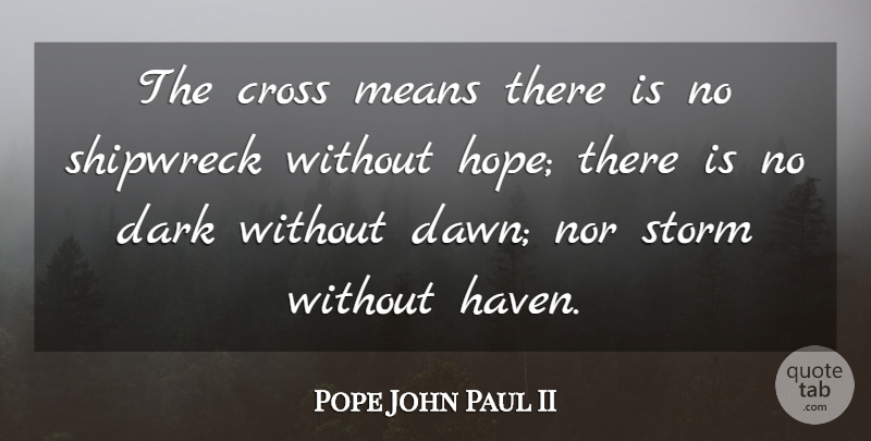 Pope John Paul II Quote About Faith, Inspiration, Mean: The Cross Means There Is...