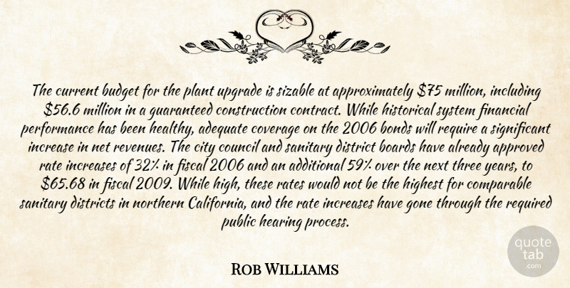 Rob Williams Quote About Additional, Adequate, Approved, Boards, Bonds: The Current Budget For The...