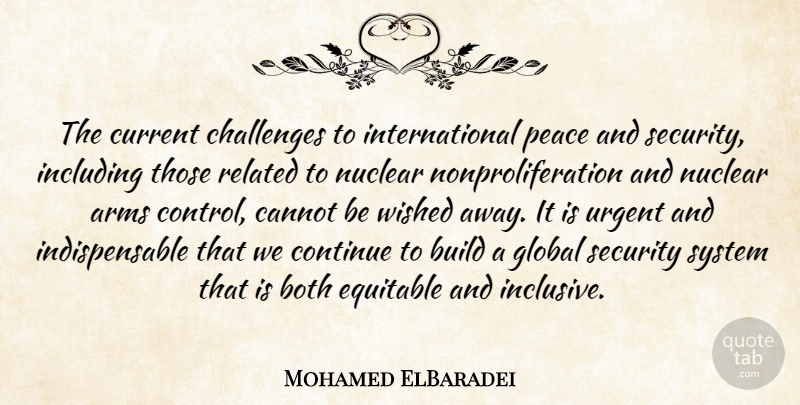 Mohamed ElBaradei Quote About Arms, Both, Build, Cannot, Challenges: The Current Challenges To International...