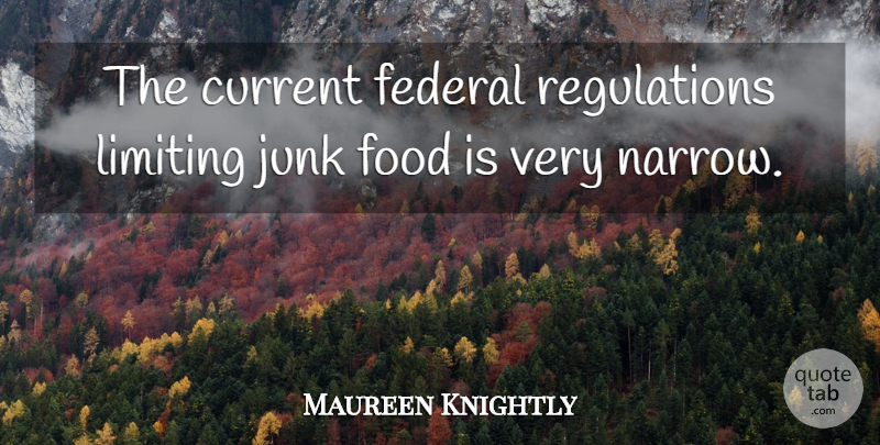 Maureen Knightly Quote About Current, Federal, Food, Junk, Limiting: The Current Federal Regulations Limiting...
