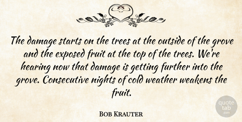 Bob Krauter Quote About Cold, Damage, Exposed, Fruit, Further: The Damage Starts On The...