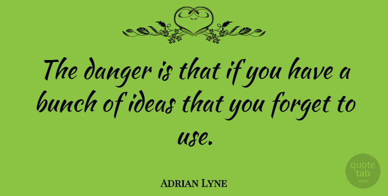 Adrian Lyne Quote About Ideas, Use, Forget: The Danger Is That If...