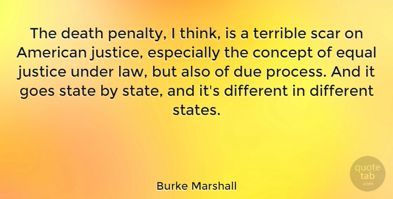 Burke Marshall Quote About Thinking, Law, Justice: The Death Penalty I Think...