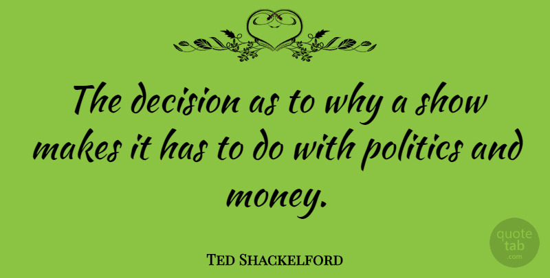 Ted Shackelford Quote About Decision, Shows: The Decision As To Why...