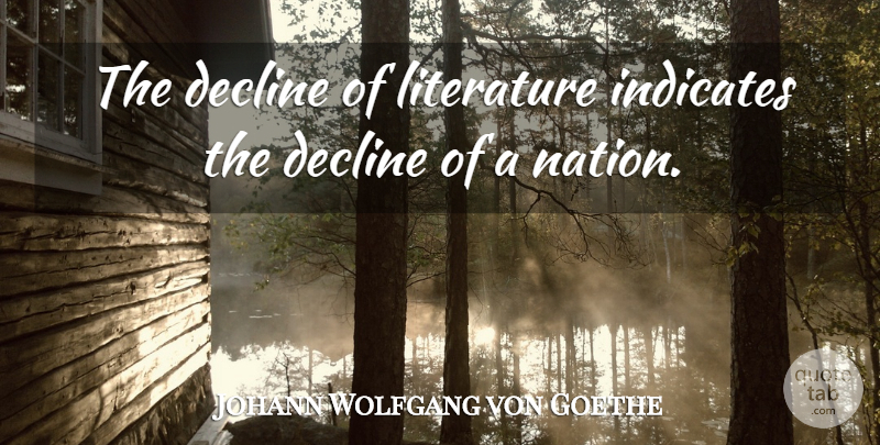 Johann Wolfgang von Goethe Quote About Reading, Literature, Decline: The Decline Of Literature Indicates...