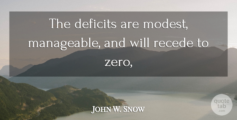 John W. Snow Quote About Deficits, Recede: The Deficits Are Modest Manageable...