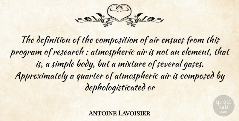 Antoine Lavoisier Quote About Air, Composed, Definition, Mixture, Program: The Definition Of The Composition...