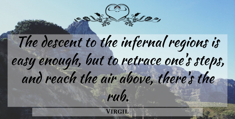 Virgil Quote About Air, Descent, English Poet, Regions, Retrace: The Descent To The Infernal...