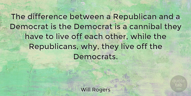 Will Rogers Quote About Humorous, Differences, Political: The Difference Between A Republican...