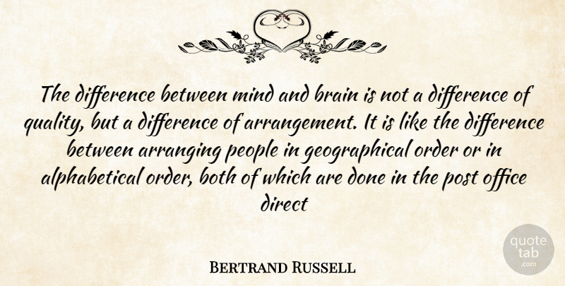Bertrand Russell Quote About Arranging, Both, Brain, Difference, Direct: The Difference Between Mind And...