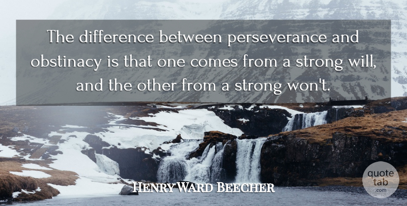Henry Ward Beecher Quote About Inspirational, Success, Perseverance: The Difference Between Perseverance And...